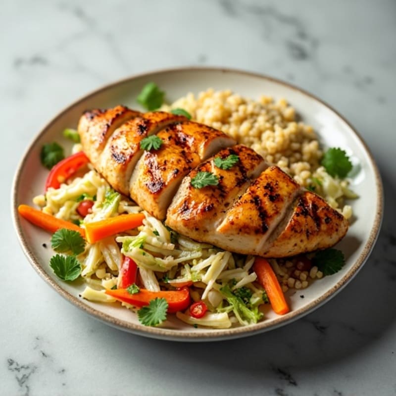 Grilled Chicken Breast with Crunchy Cabbage Slaw