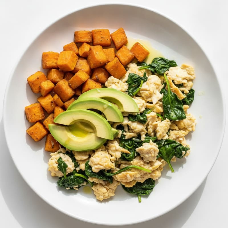 Egg White Scramble with Roasted Turkey and Spinach
