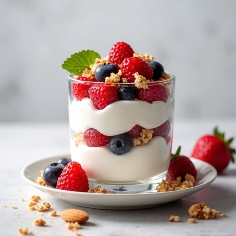 Creamy Greek Yogurt Protein Parfait with Mixed Berries and Almonds