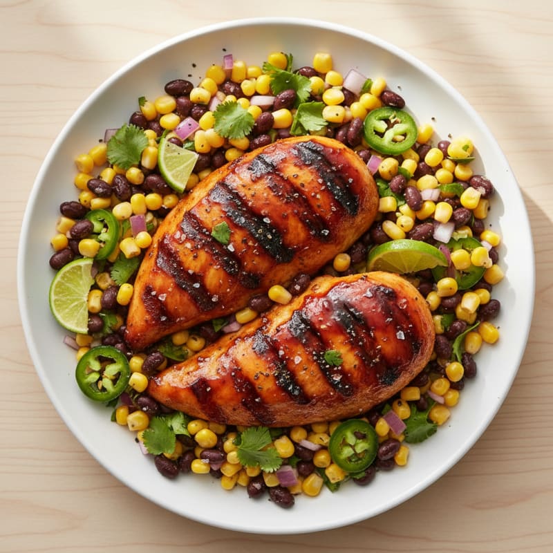 Grilled BBQ Chicken with Corn Salsa