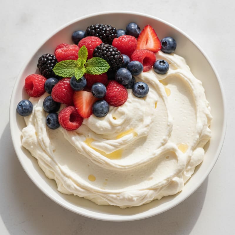 Greek Yogurt Protein Mousse with Mixed Berries