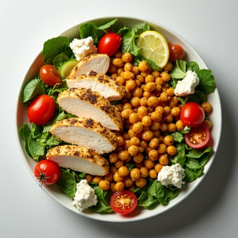 Herb-Roasted Chicken and Chickpea Fresh Salad Bowl
