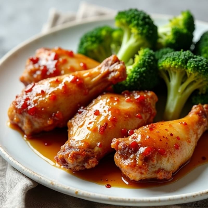 Crispy Baked Honey Garlic Chicken Wings with Roasted Broccoli