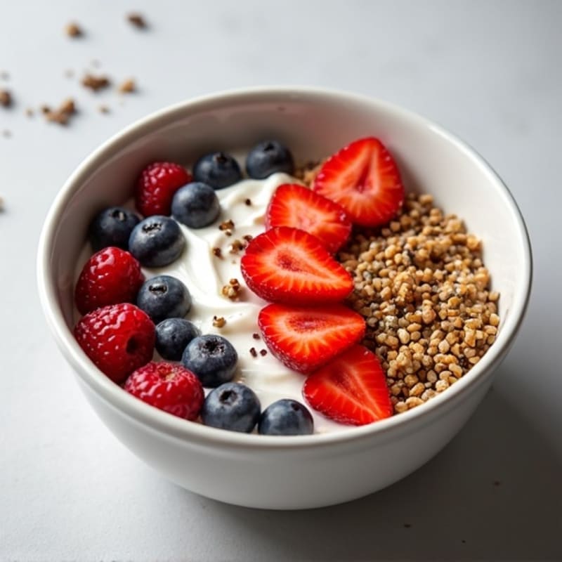 Greek Yogurt Bowl with Fresh Berries and Toasted Quinoa