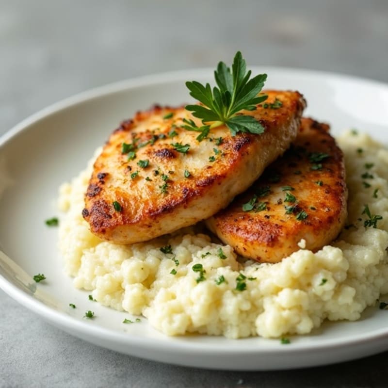 Garlic-Herb Chicken with Creamy Cauliflower Mash