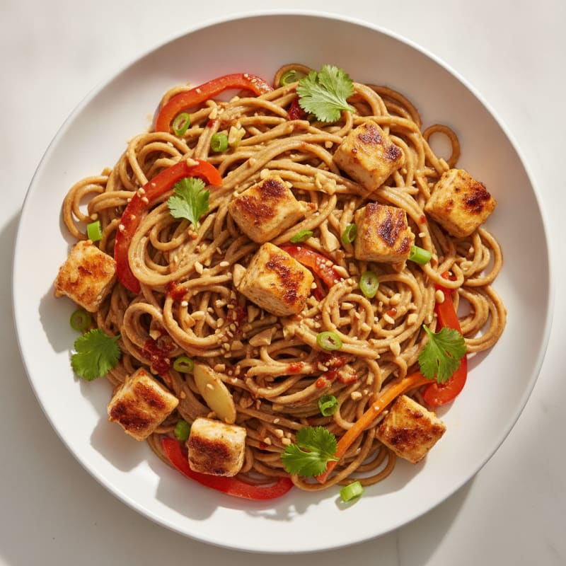 Chicken Peanut Noodles with Chili Garlic Sauce