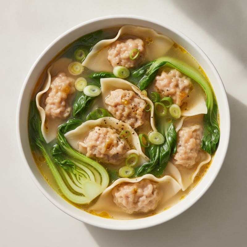 Pork Wonton Soup with Bok Choy