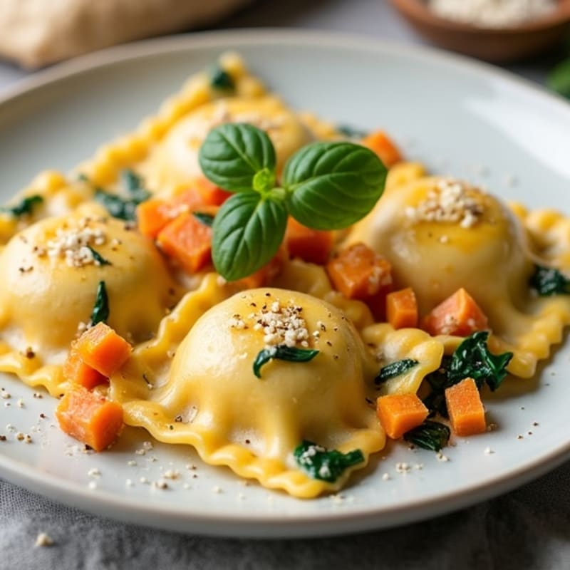 Creamy Butternut Squash Spinach Ravioli
