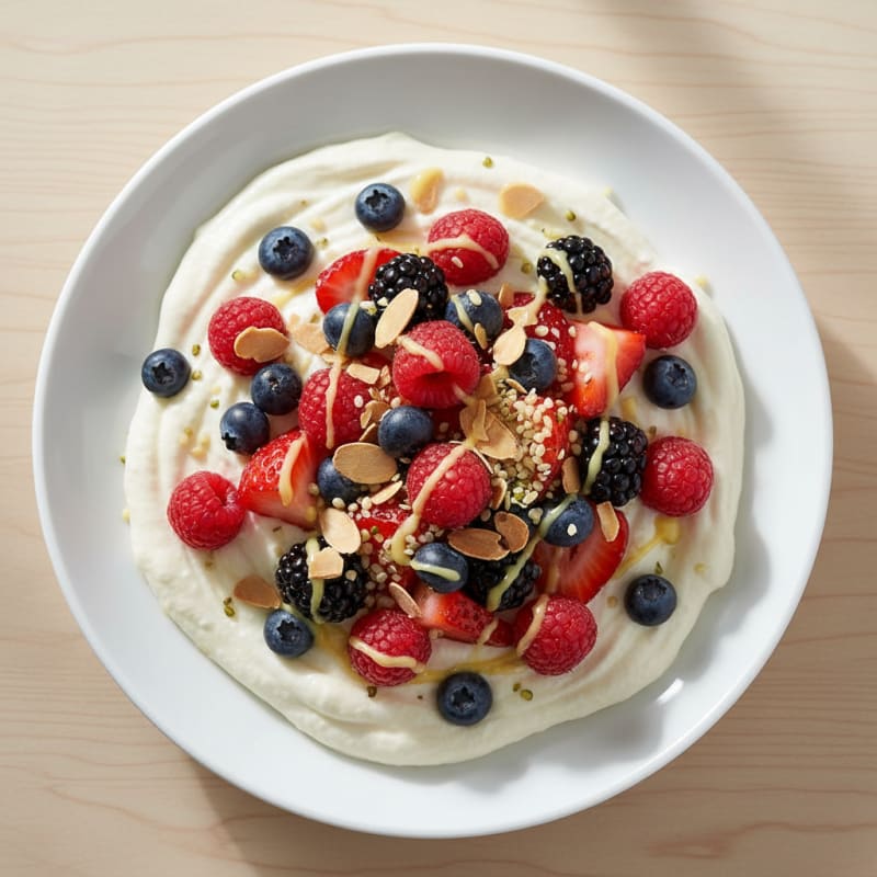 Silky Greek Yogurt Protein Mousse with Mixed Berries