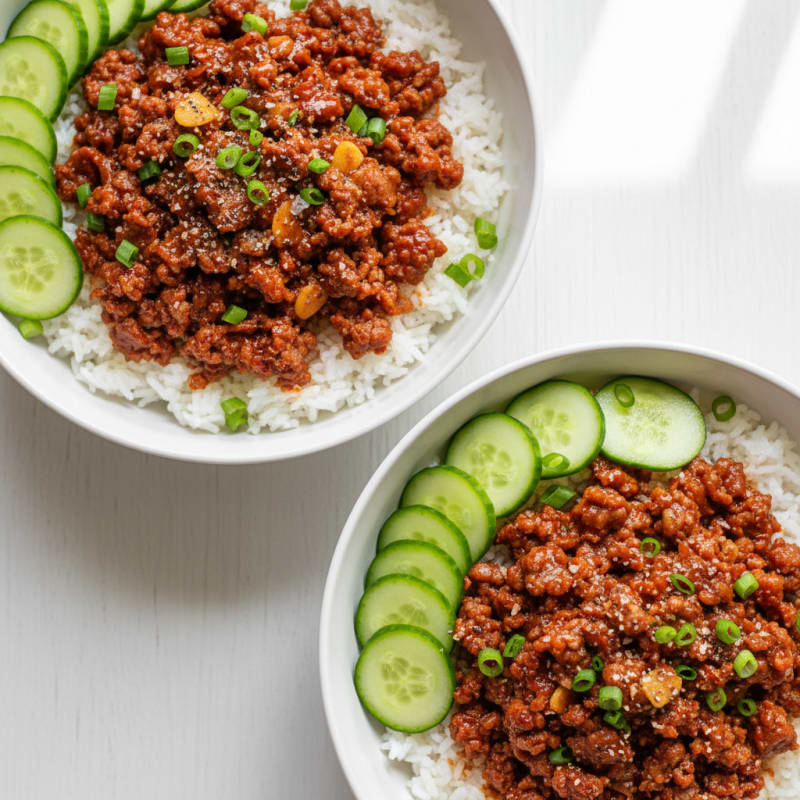 Crispy Gochujang Ground Beef Bowls
