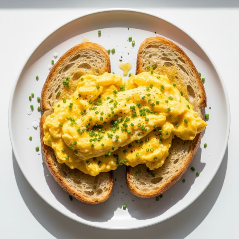 Creamy Golden Scrambled Eggs with Chives