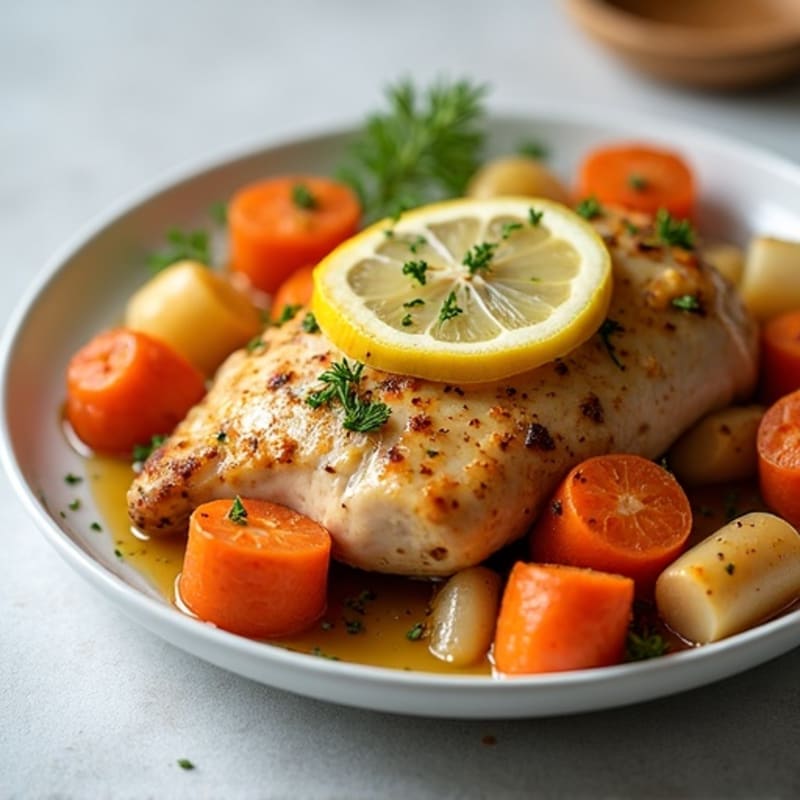Slow Cooker Tender Lemon Herb Chicken with Root Vegetables