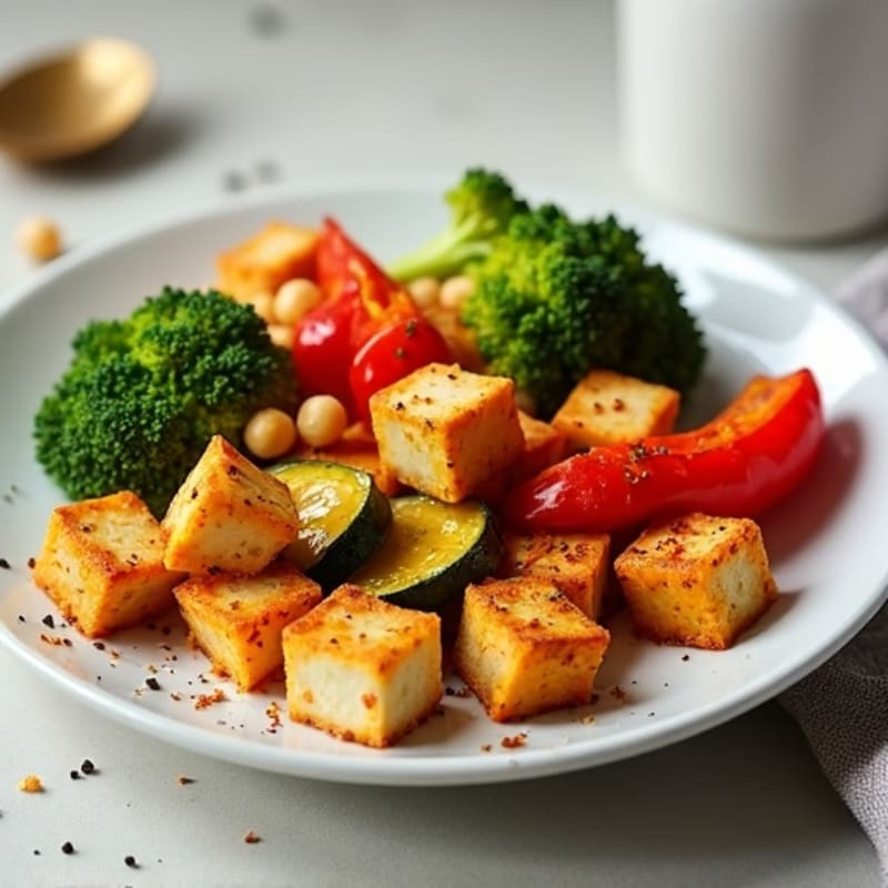 Crispy Baked Tofu with Roasted Vegetables