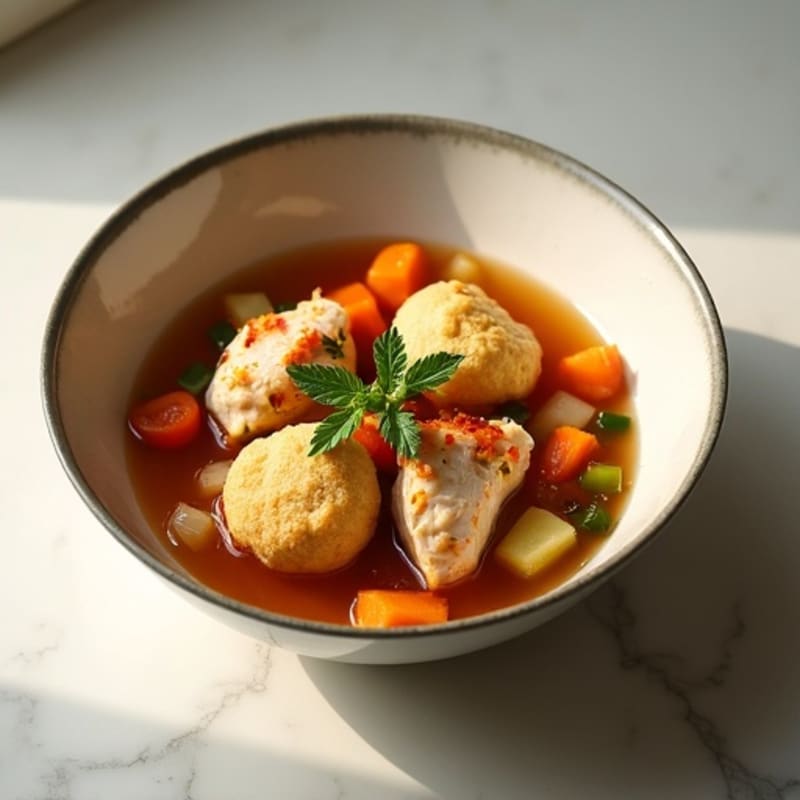 Hearty Chicken and Vegetable Stew with Fluffy Herbed Dumplings
