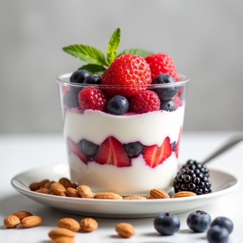Greek Yogurt Protein Parfait with Berries and Almonds