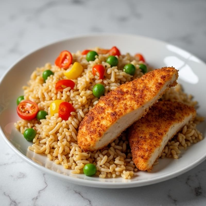 Crispy Chicken with Healthy Vegetable Fried Rice