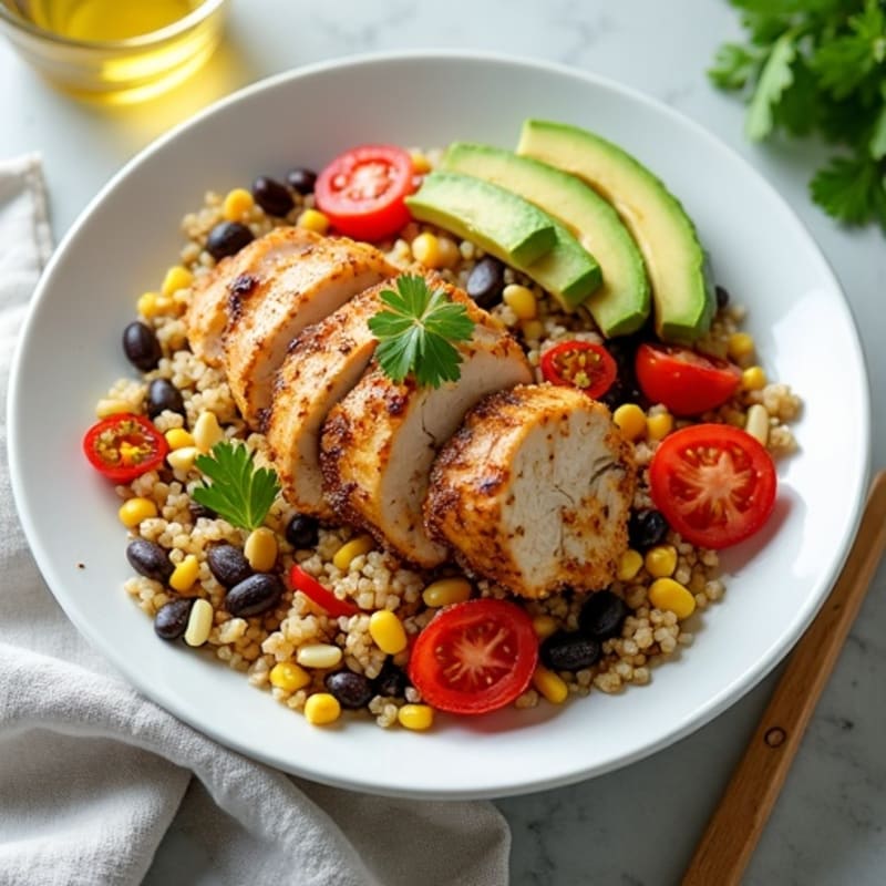Vibrant Quinoa and Black Bean Salad with Grilled Chicken