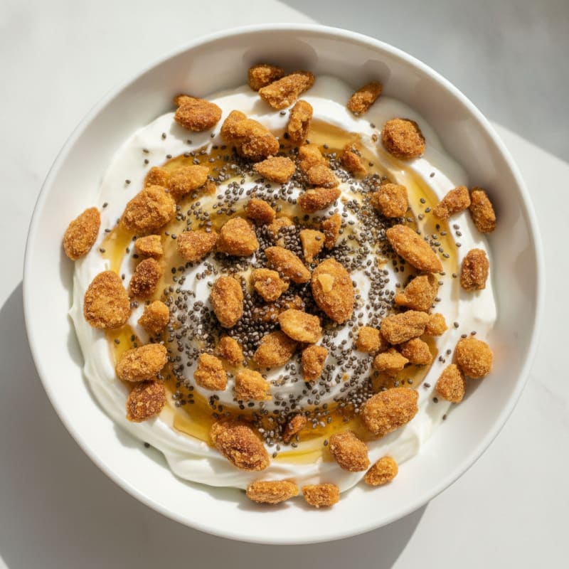 Creamy Greek Yogurt with Roasted Almonds and Chia Seeds
