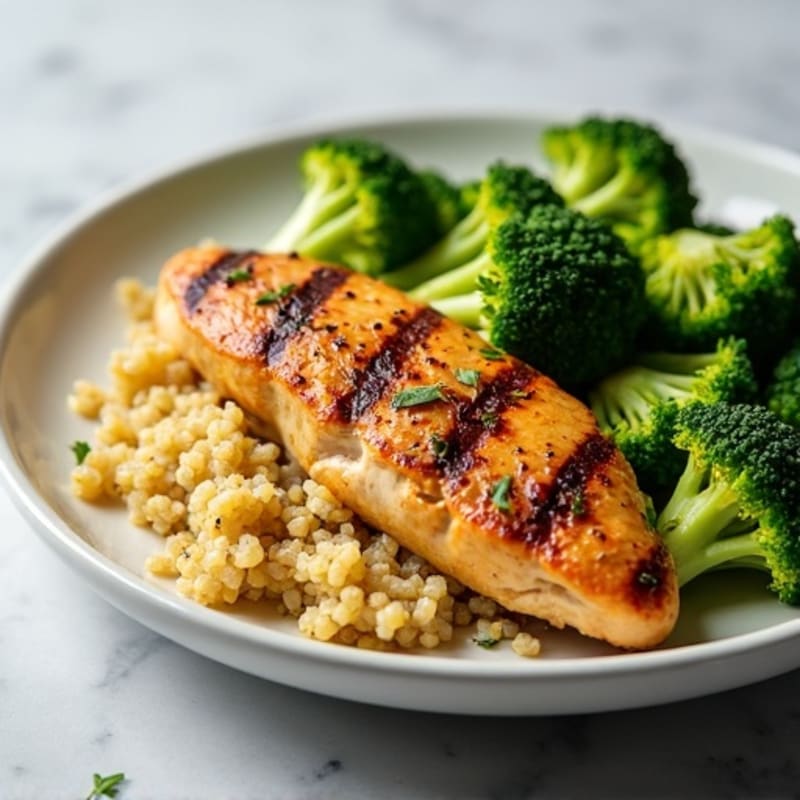 Grilled Chicken Breast with Quinoa and Steamed Broccoli