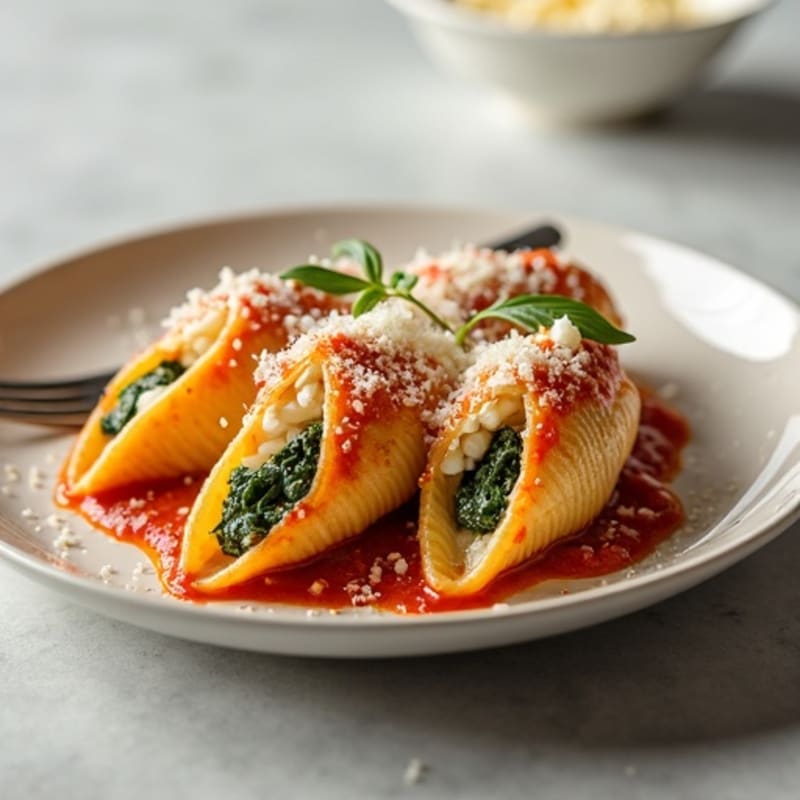 Creamy Ricotta-Spinach Stuffed Pasta Shells