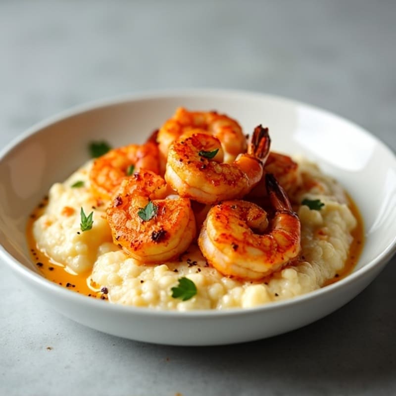Spicy Blackened Shrimp with Creamy Cauliflower Grits