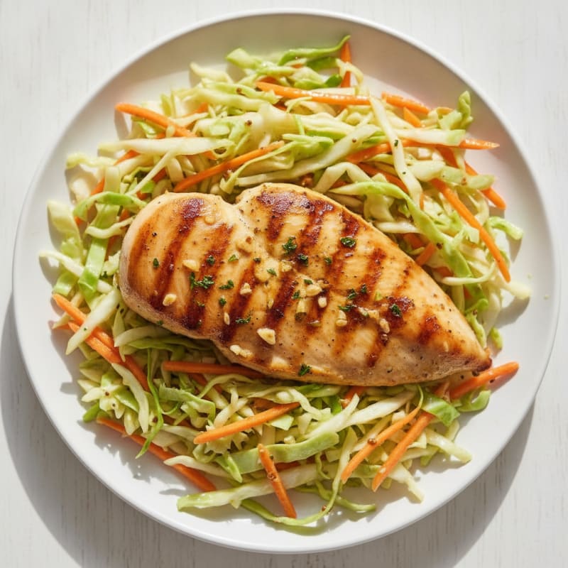 Grilled Chicken Breast with Crunchy Cabbage Slaw