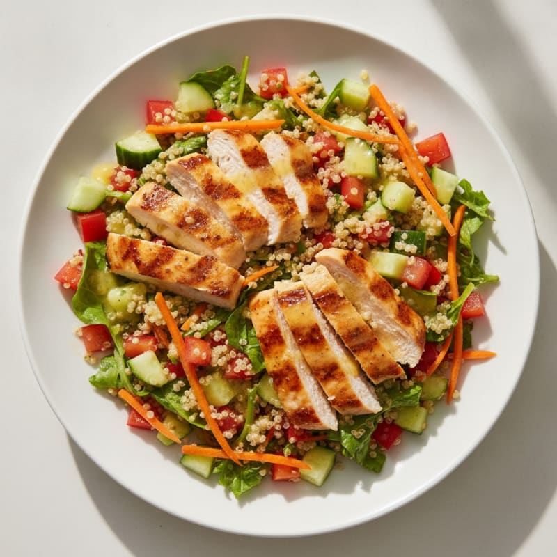 Grilled Chicken and Quinoa Salad with Crunchy Vegetables