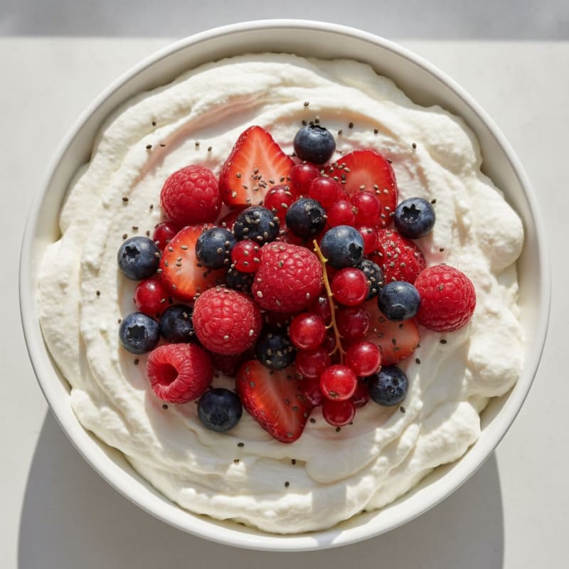 Greek Yogurt Protein Mousse with Mixed Berries