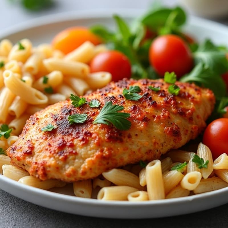 Spicy Cajun Chicken with Whole Wheat Pasta and Fresh Veggies