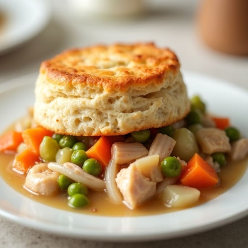 Chicken and Vegetable Pot Pie with Fluffy Biscuit Topping