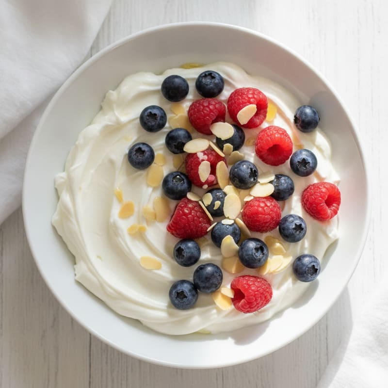 Creamy Greek Yogurt Protein Bowl with Mixed Berries and Almonds