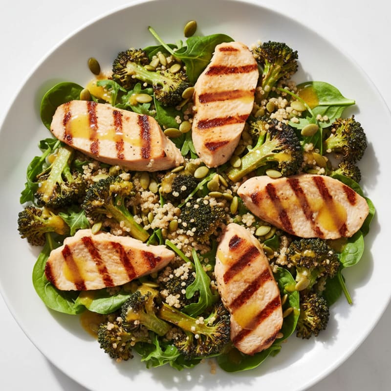 Grilled Turkey Breast Salad with Quinoa and Roasted Broccoli