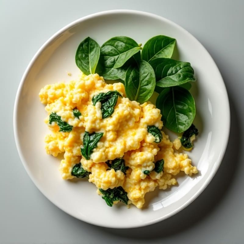 Cottage Cheese Egg White Scramble with Sautéed Spinach