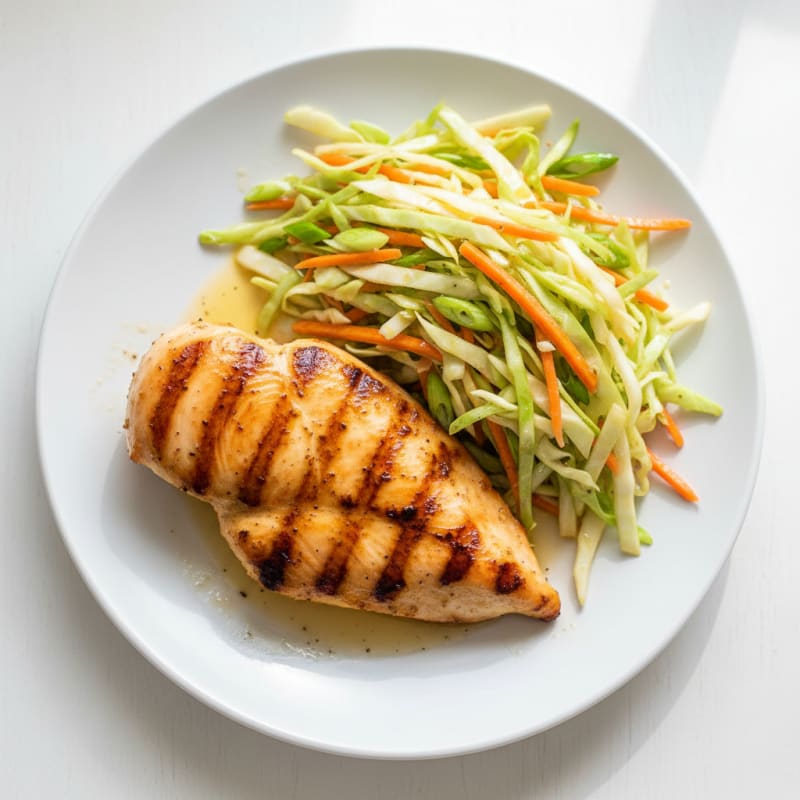 Grilled Chicken Breast with Crunchy Cabbage Slaw