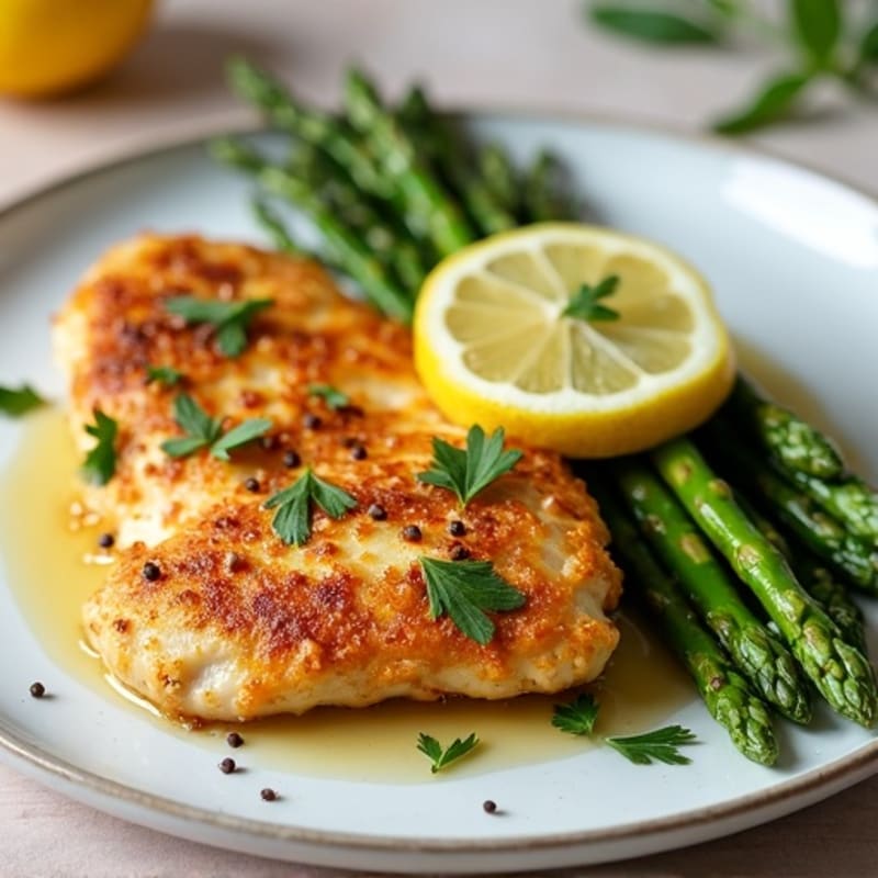 Crispy Lemon-Garlic Chicken with Roasted Asparagus