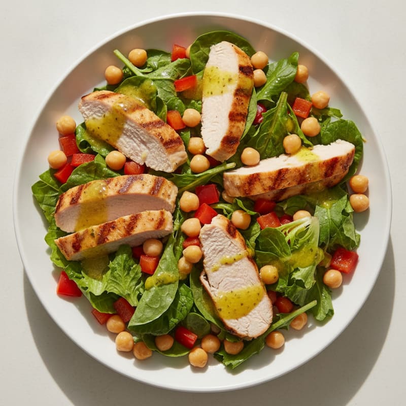 Grilled Turkey Breast Salad with Chickpeas and Crunchy Bell Peppers