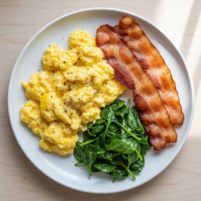 Creamy Scrambled Eggs with Crispy Bacon