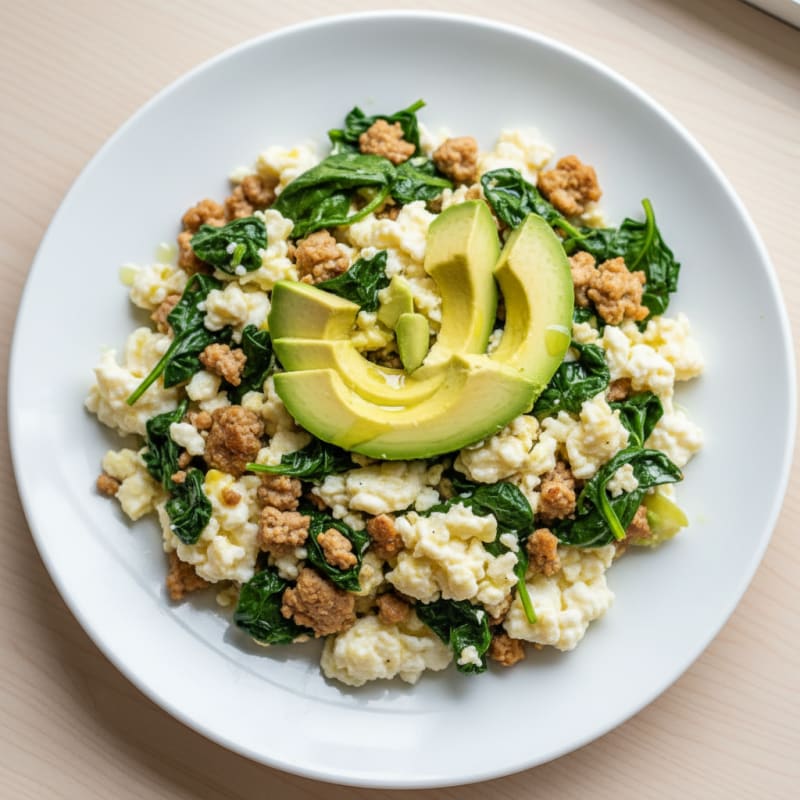 Egg White and Turkey Spinach Scramble