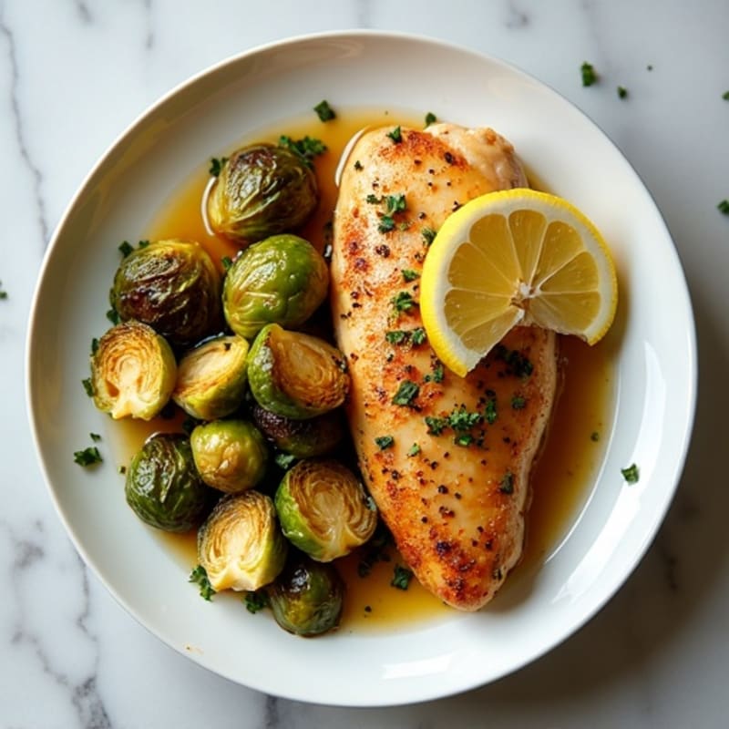 Lemon-Herb Roasted Chicken with Crispy Brussels Sprouts