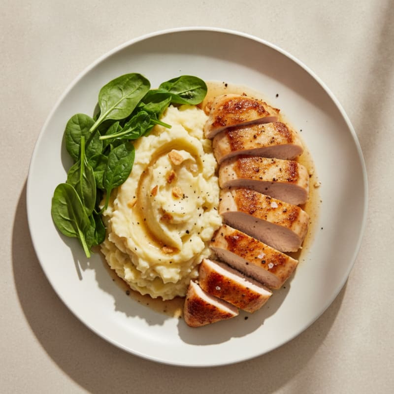 Buttery Garlic Mashed Potatoes with Pan-Seared Chicken
