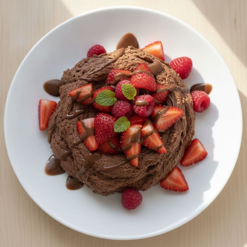 Protein Chocolate Cottage Cheese Mousse with Fresh Berries
