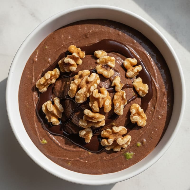 Silky Chocolate Protein Pudding with Toasted Walnuts