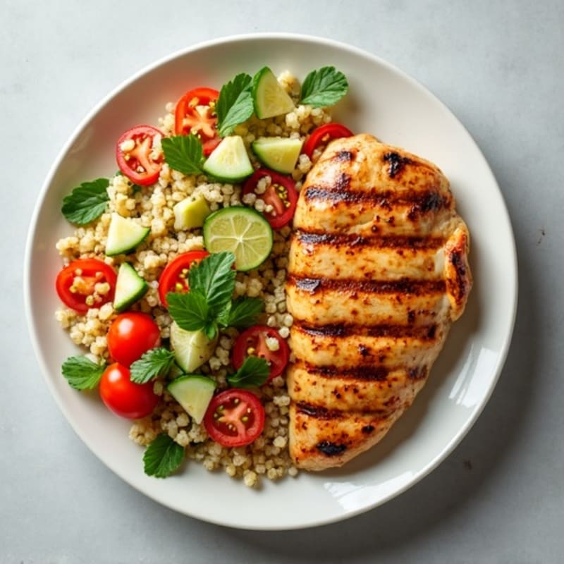 Grilled Chicken Breast with Crunchy Quinoa Salad