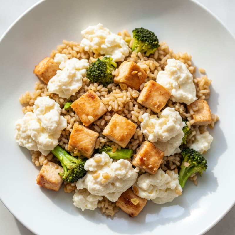 Egg White and Chicken Scramble with Brown Rice