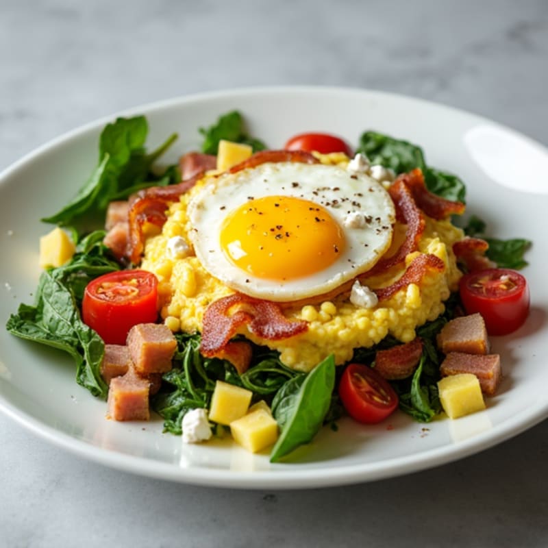 Egg White and Spinach Scramble with Turkey Bacon