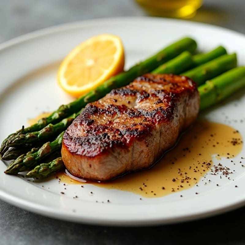 Pan-Seared Steak with Roasted Asparagus