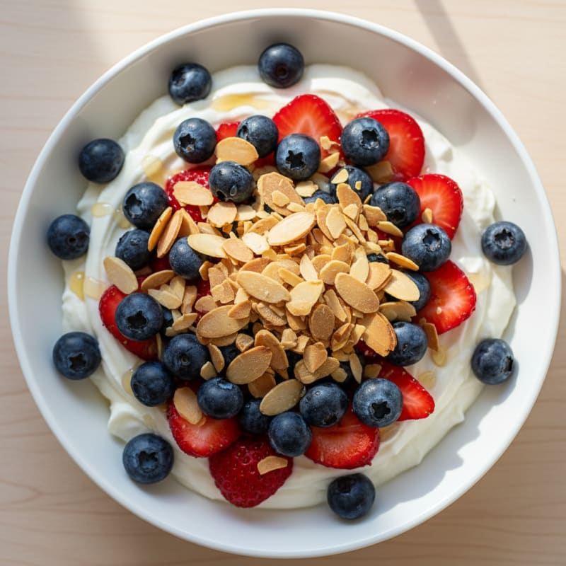 Greek Yogurt Protein Parfait with Berries and Almonds
