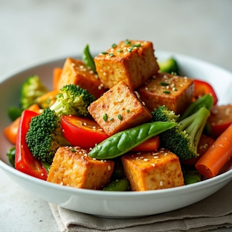 Crispy Sesame Tofu Stir-Fry with Fresh Vegetables