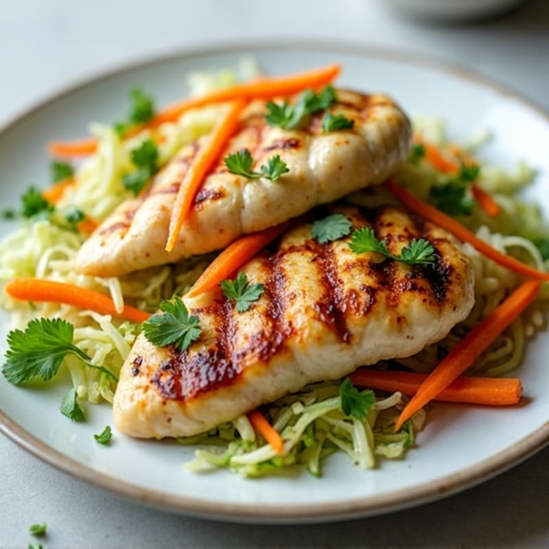 Grilled Chicken Breast with Crunchy Cabbage Slaw