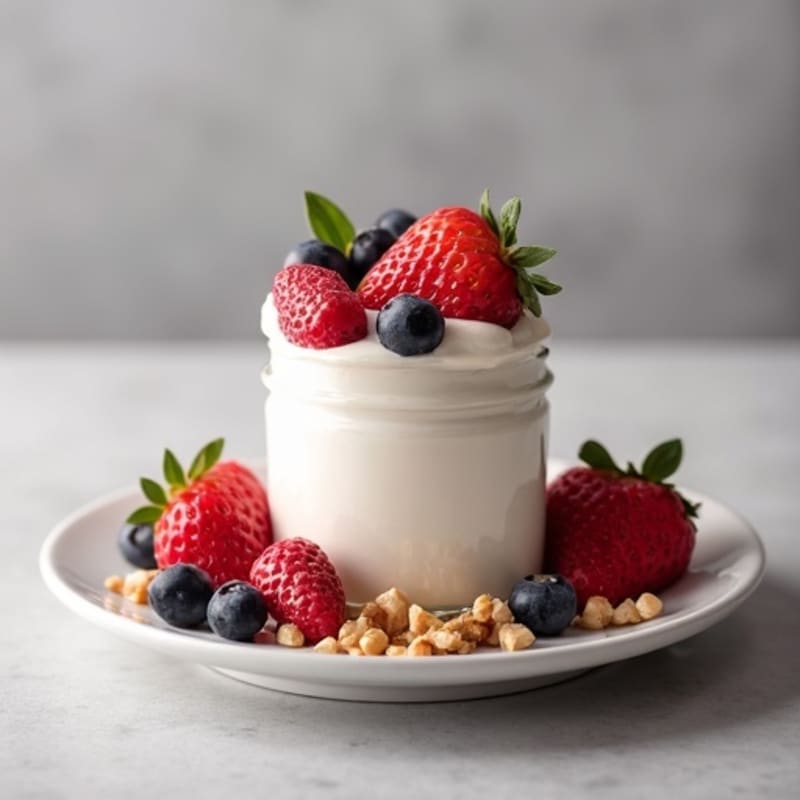 Greek Yogurt Protein Mousse with Mixed Berries
